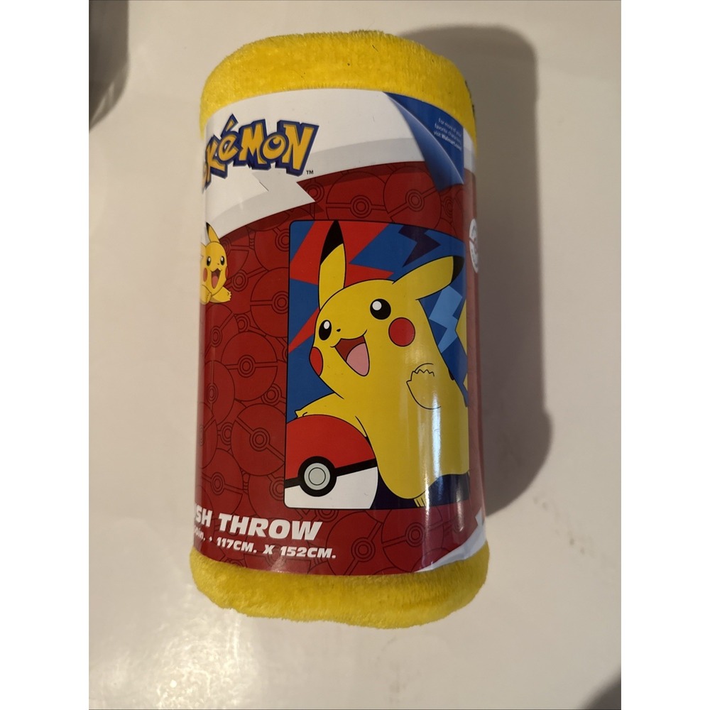 Pikachu Throw Blanket 46‎ x 60 Inches Pokemon Nintendo Poke Ball Very Soft NEW